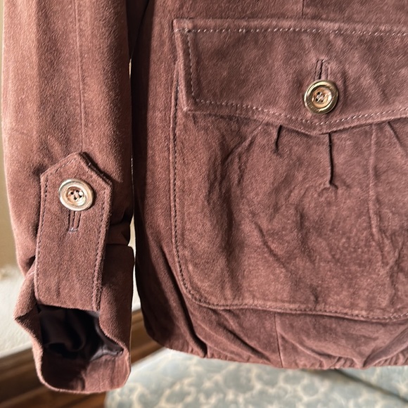 Brown suede jacket with gold buttons ((M) - Picture 3 of 5